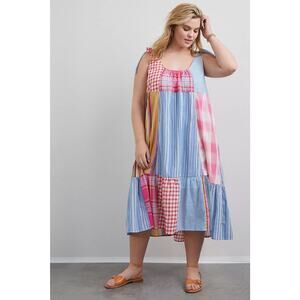 Pilcro Anthropologie Plaid Patchwork Midi Dress NWT